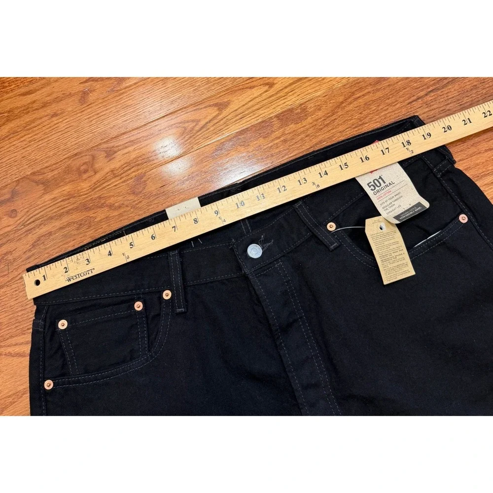 New Levi's 501 Jeans Mens 38x30 Black Button Fly Straight Leg Denim Western